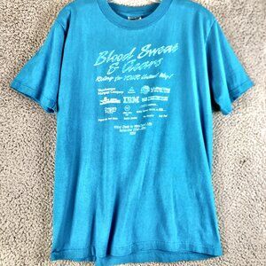 Vintage single stitch t-shirt Sz L IBM logo 80s‎ 90s soft 'Blood, Sweat, Gears'